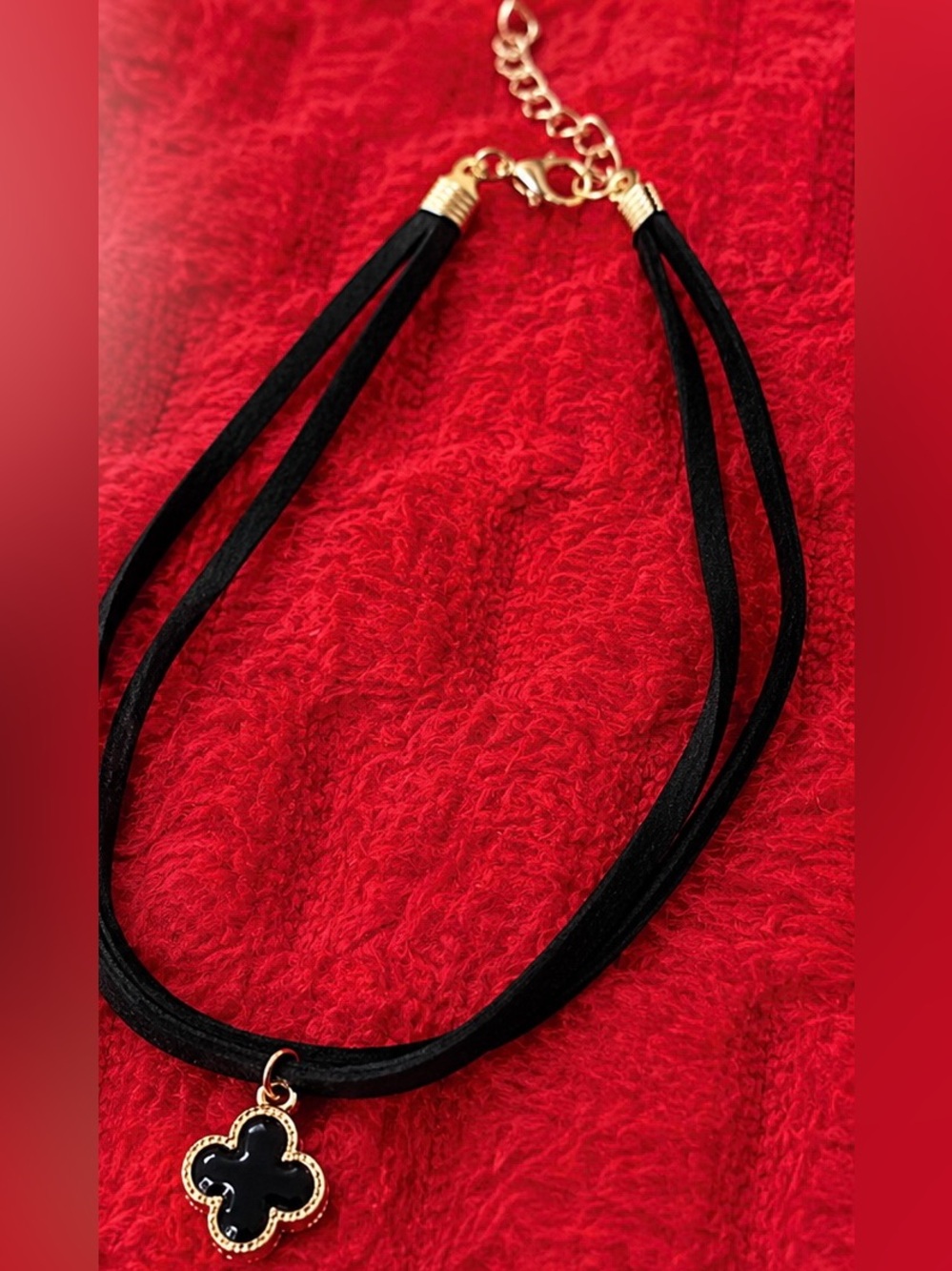 🖤 Black Charm Double Layered Choker Necklace